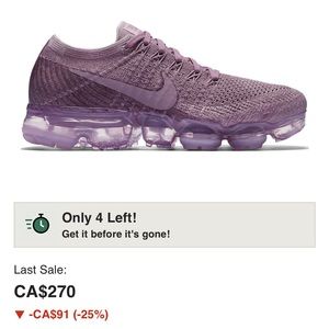 Nike Women Air VaporMax 'Violet Dust' Size 7 Sneakers 849557-500